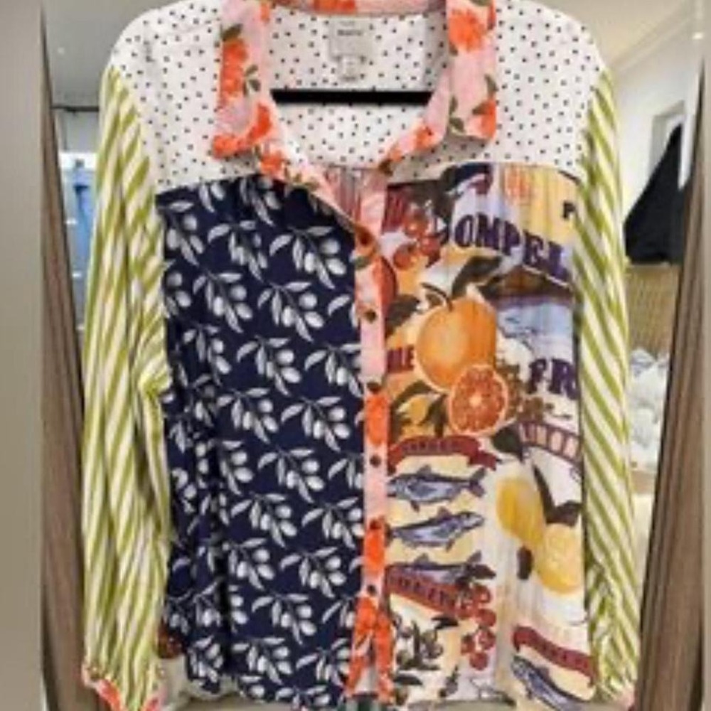 Maeve Paz button down Multicolored patchwork blouse with long sleeves - Picture 2 of 3